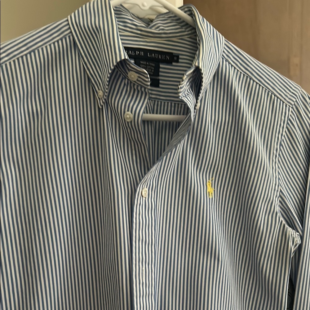 NWOT Ralph Lauren Women's Light Blue Striped Button Down Shirt